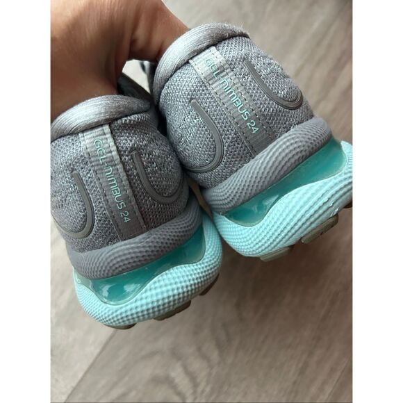 Asics Gel-Nimbus 24 1012B202 Women's 8 Running Shoes Sheet Rock Gray Teal Rare - Picture 4 of 6